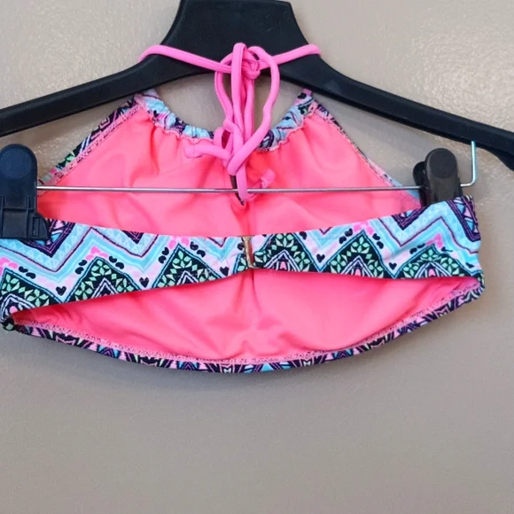 Breaking Waves Multicolor ruched halter Bikini Top junior sz M swimwear - Picture 3 of 11